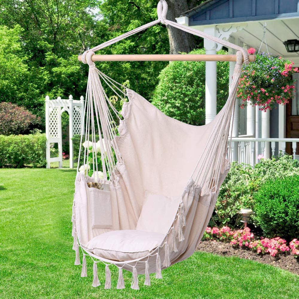 Cotton Macrame Swing Chair With Pillow