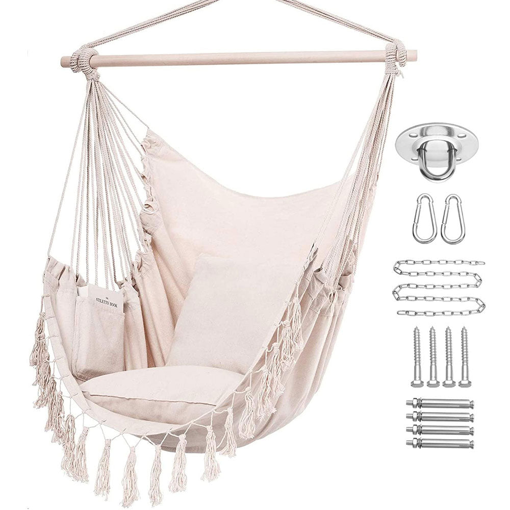 Cotton Macrame Swing Chair With Pillow