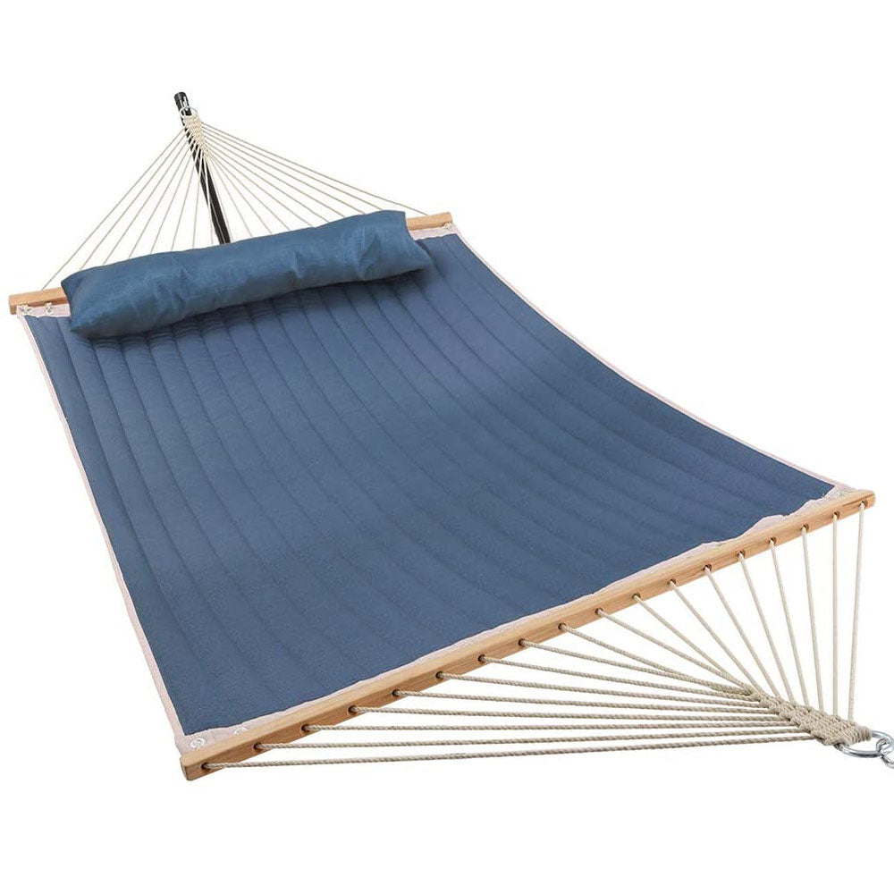 Quilted Hammock With Wooden Spreader Bar