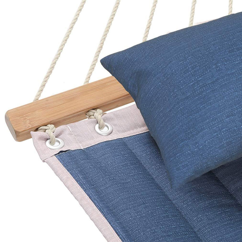 Quilted Hammock With Wooden Spreader Bar